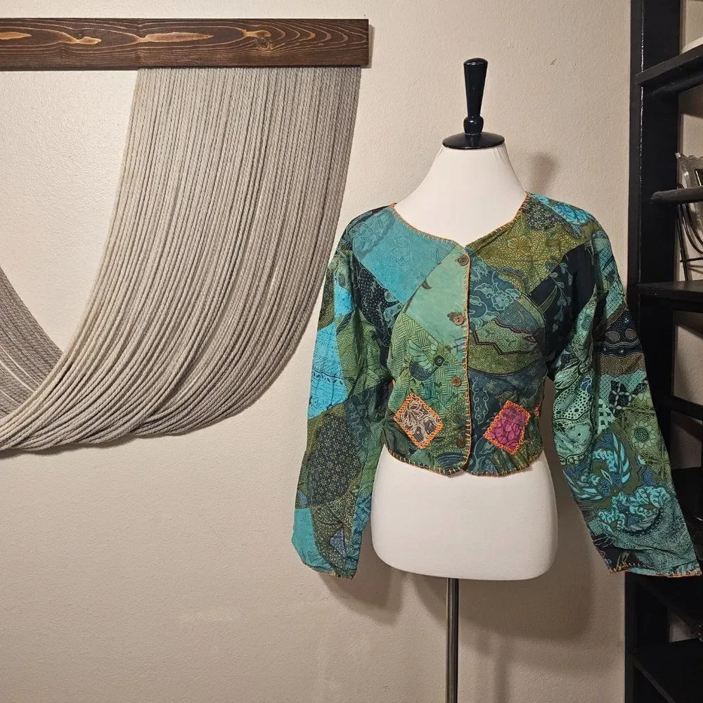 Vintage We Be Bop Quilted Cropped Jacket Sz M